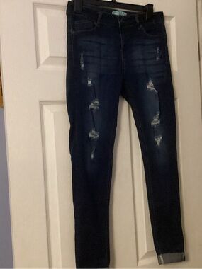 Wax Jean Dark Indigo Distressed Skinny Jeans